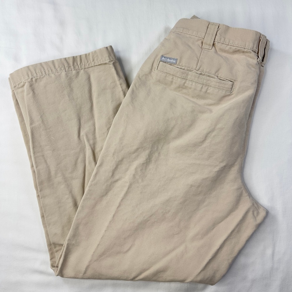Columbia Pants Mens 36x30 Flat Front Bottoms Beige Outdoor Active‎ Khakis